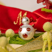 South Sea White Pearl Playful Ladybug Brooch 12mm,18K Yellow Gold